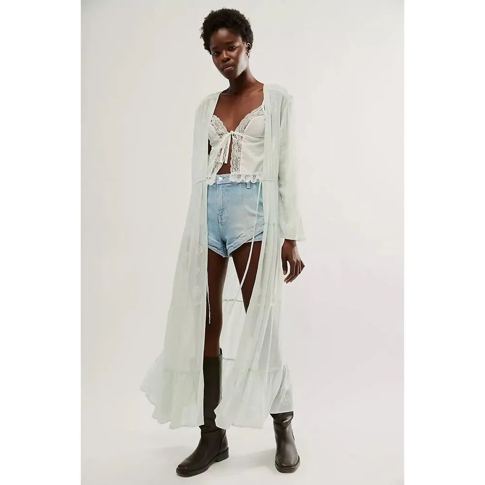 Free People La Cienega Embroidered Kimono OS $198